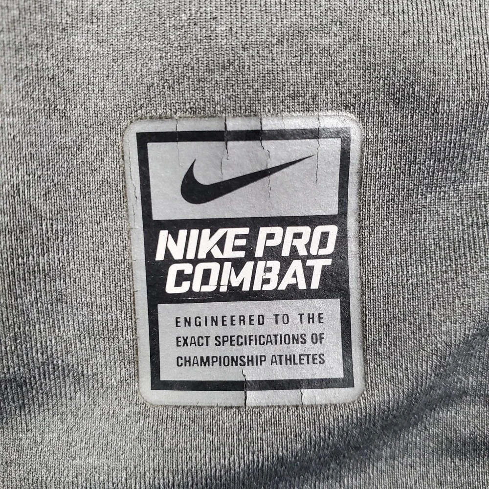Nike Pro Combat Shirt Mens M Gray Fitted‎ Dri Fit Raglan Sleeve Baseball Active